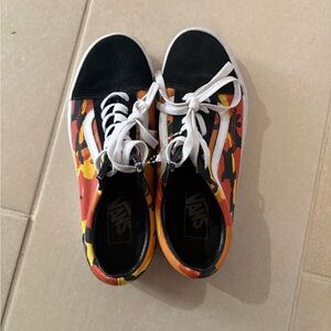 Vans Old Skool Pop Camo Orange Yellow Black Sneakers - Woman’s size 7.5